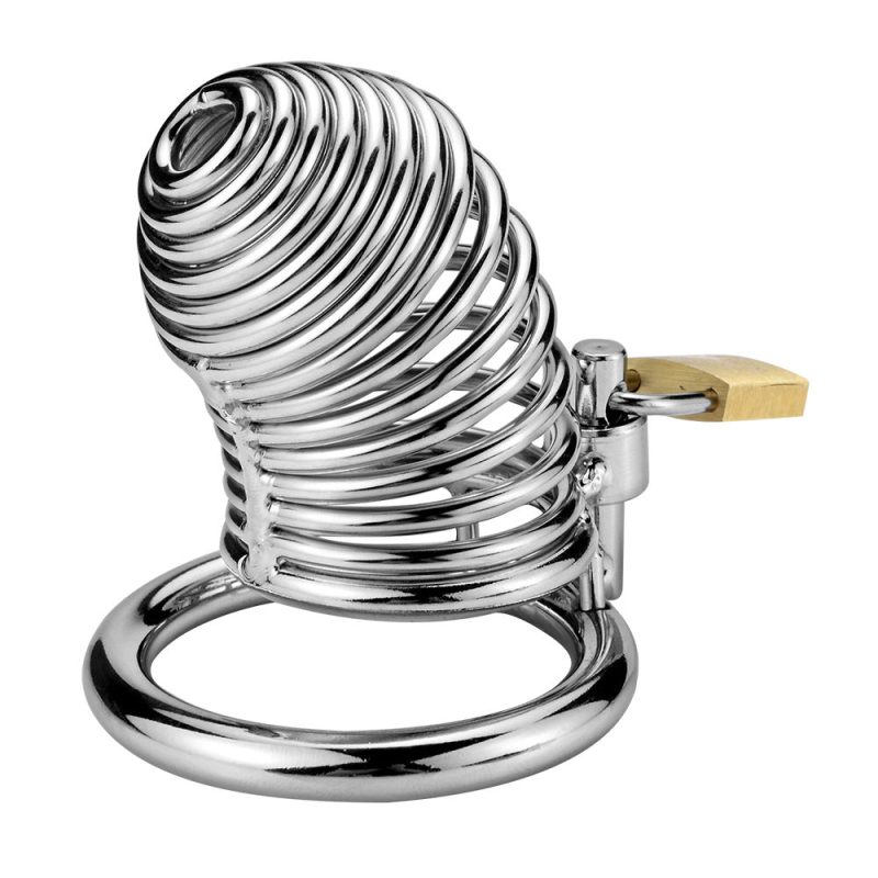 Men's Metal Spiral Chastity Cage - Lock Stainless Steel - Metal Chastity Cage - metalchastitycage