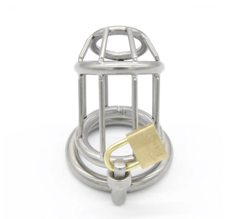 Stainless Steel Metal Cock Cage with Padlock - metalchastitycage