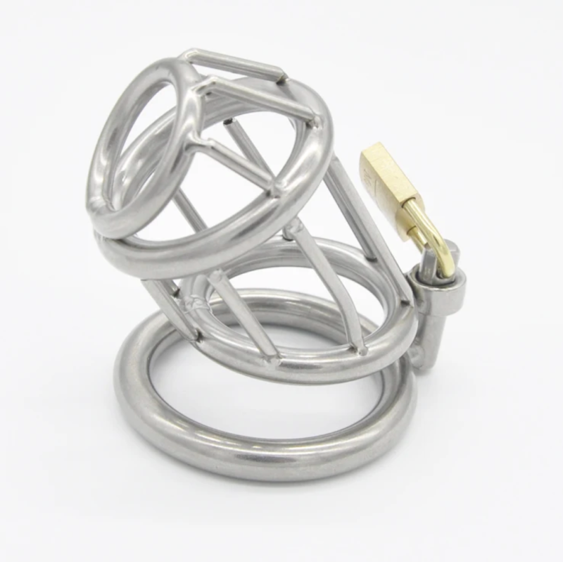 Stainless Steel Metal Cock Cage with Padlock - metalchastitycage