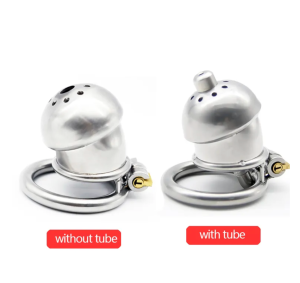 304 Stainless Steel Small Matte Metal Chastity Cage with Silicone Tube - metalchastitycage