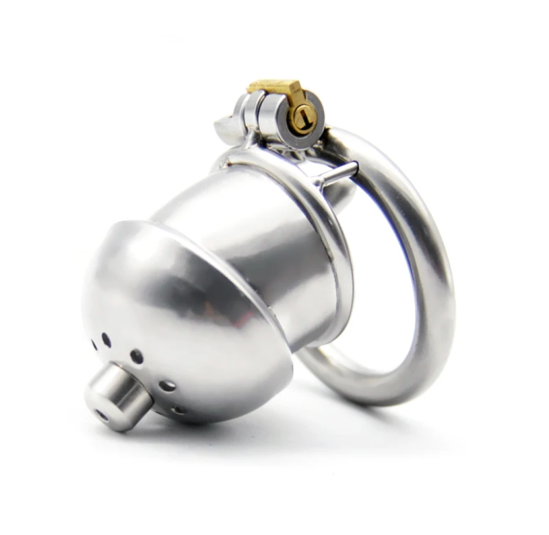 304 Stainless Steel Small Matte Metal Chastity Cage with Silicone Tube - metalchastitycage