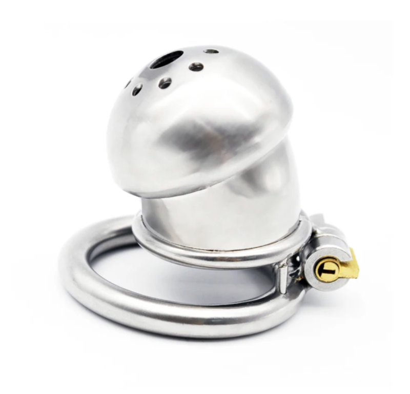 304 Stainless Steel Small Matte Metal Chastity Cage with Silicone Tube - metalchastitycage