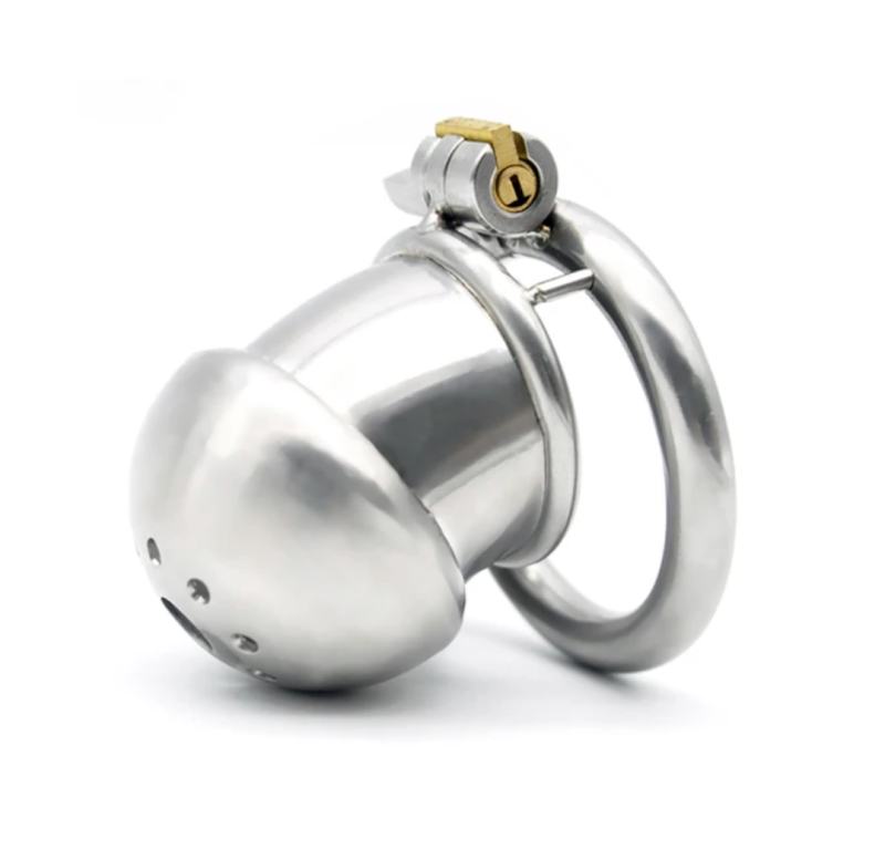 304 Stainless Steel Small Matte Metal Chastity Cage with Silicone Tube - metalchastitycage