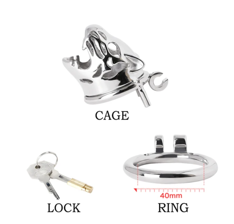 Leopard Metal Chastity Cage For Men Hand Polished 316 Stainless Steel Cock Cage - metalchastitycage