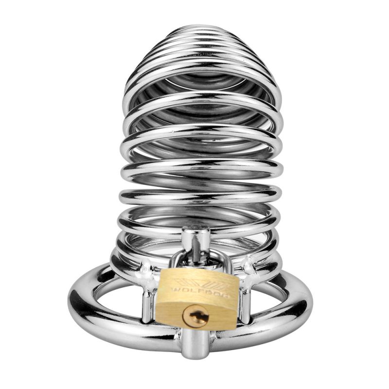 Men's Metal Spiral Chastity Cage - Lock Stainless Steel - Metal Chastity Cage - metalchastitycage