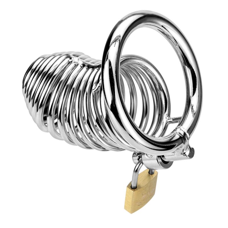 Men's Metal Spiral Chastity Cage - Lock Stainless Steel - Metal Chastity Cage - metalchastitycage