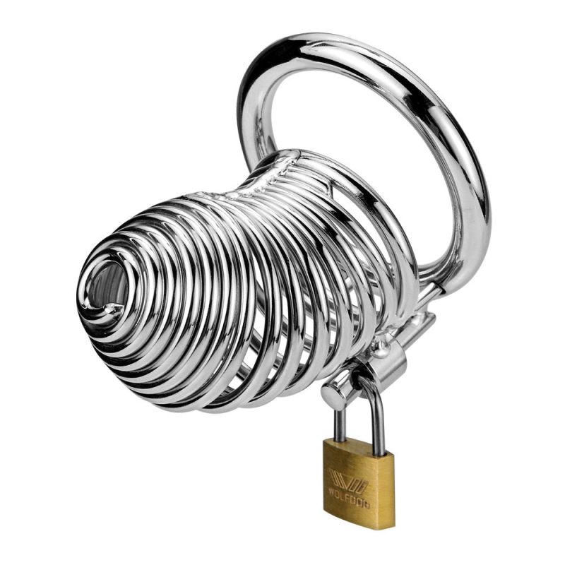 Men's Metal Spiral Chastity Cage - Lock Stainless Steel - Metal Chastity Cage - metalchastitycage