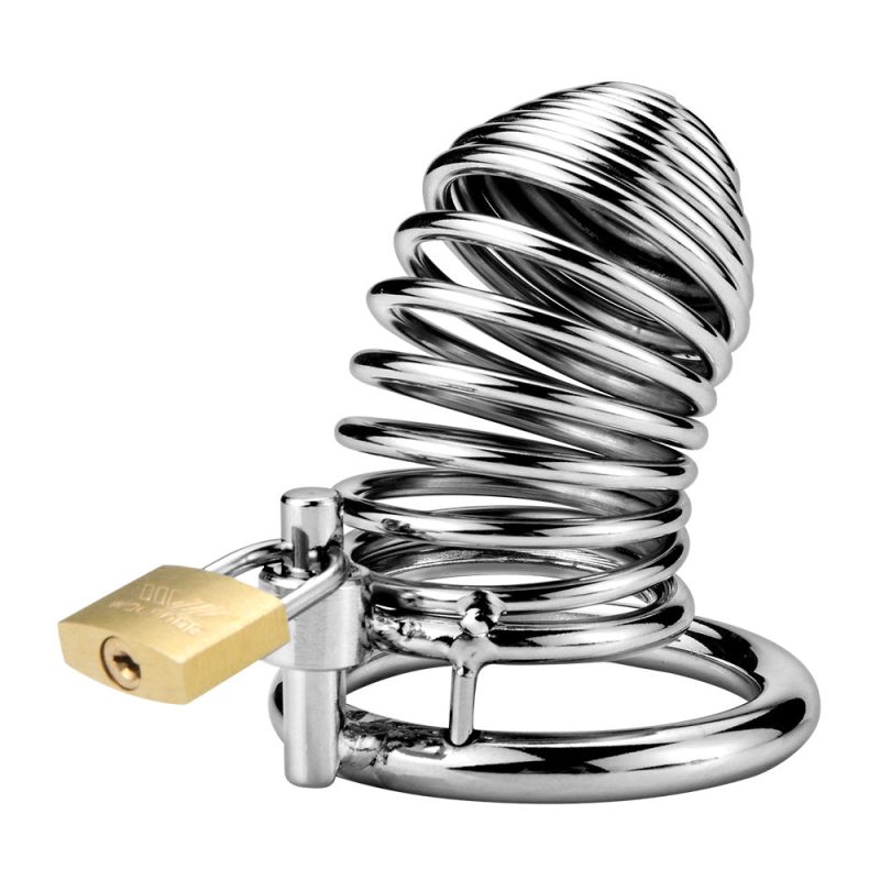 Men's Metal Spiral Chastity Cage - Lock Stainless Steel - Metal Chastity Cage - metalchastitycage