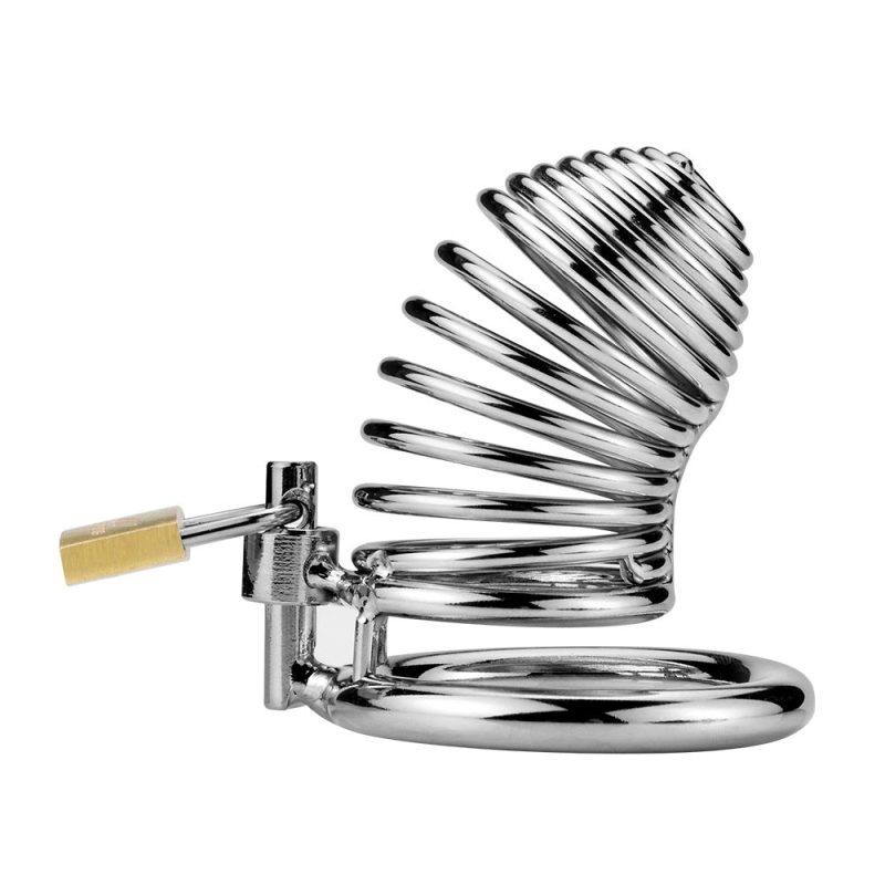 Men's Metal Spiral Chastity Cage - Lock Stainless Steel - Metal Chastity Cage - metalchastitycage