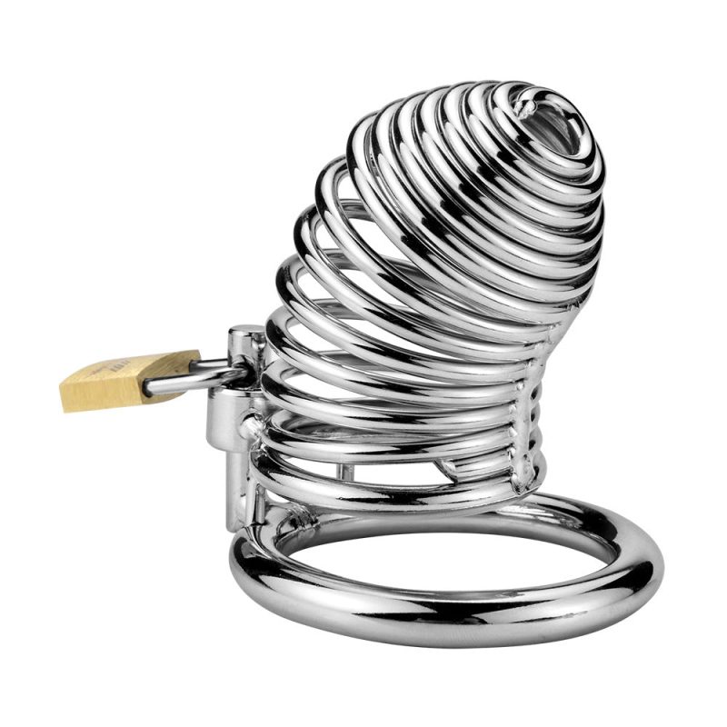 Men's Metal Spiral Chastity Cage - Lock Stainless Steel - Metal Chastity Cage - metalchastitycage