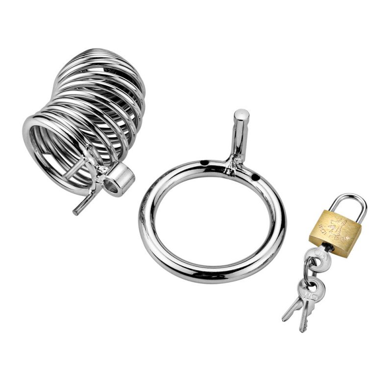 Men's Metal Spiral Chastity Cage - Lock Stainless Steel - Metal Chastity Cage - metalchastitycage