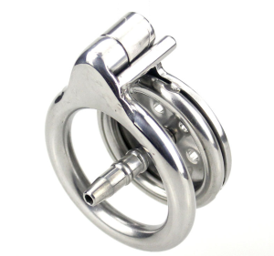 316 Stainless Steel Flat Chastity Cage featuring a Metal Built-in Tube - metalchastitycage