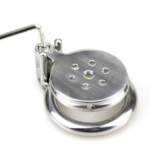 316 Stainless Steel Flat Chastity Cage featuring a Metal Built-in Tube - metalchastitycage