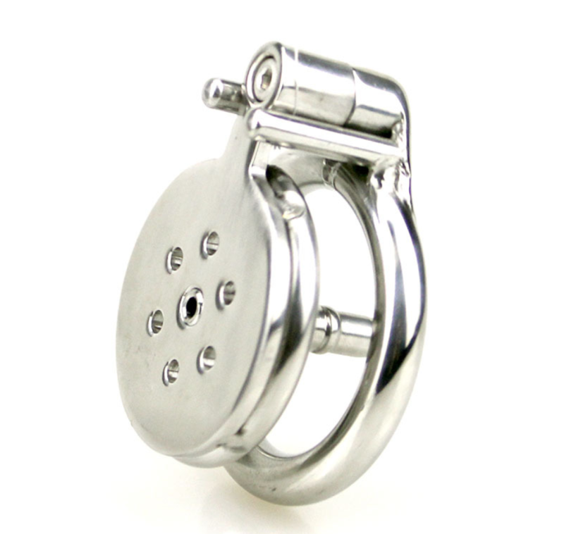 316 Stainless Steel Flat Chastity Cage featuring a Metal Built-in Tube - metalchastitycage