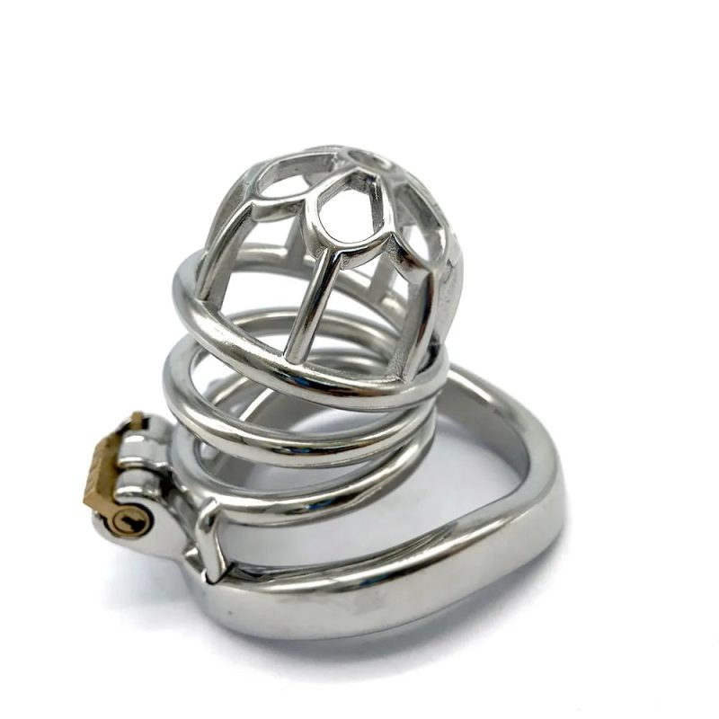 304 Stainless Steel Metal Chastity Cage Flower Shaped Male Chastity Device - metalchastitycage