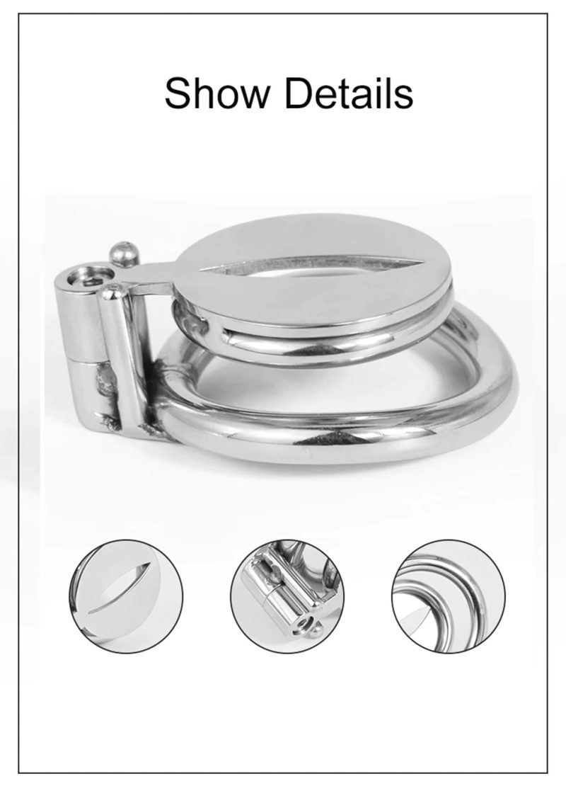 Small Metal Chastity Cage in Pussy Shape With Urethral Catheter - metalchastitycage