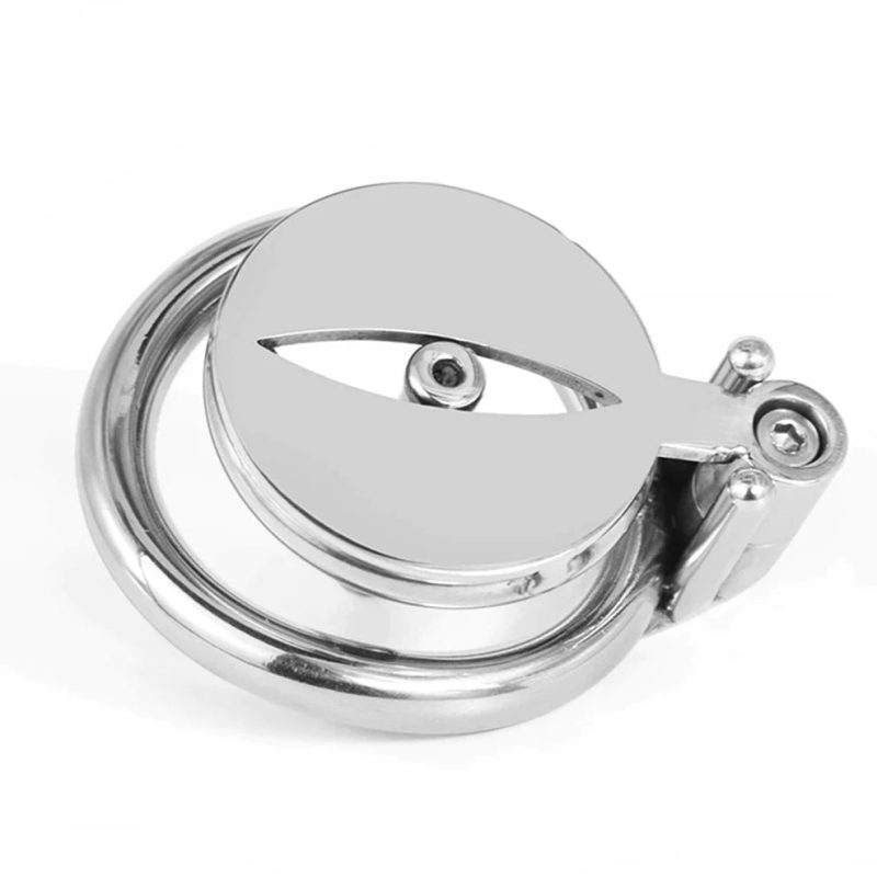 Small Metal Chastity Cage in Pussy Shape With Urethral Catheter - metalchastitycage