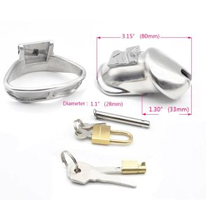 Metal Chastity Cage 316L Stainless Steel Small Penis Cage with Wide Ring - metalchastitycage