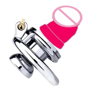 Metal Inverted Chastity Cage with Small Dildo - metalchastitycage