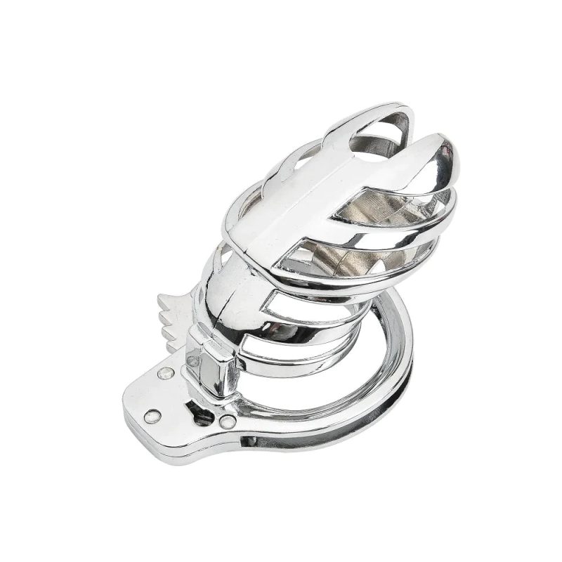 Metal Male Small Chastity Cage with Adjustable Spiked Ring Lock - metalchastitycage