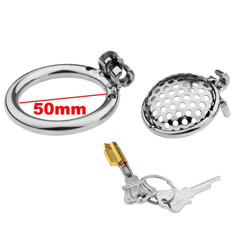 Male Metal Chastity cage Flat Breathable Round Hole Chastity Device Sissy Sex Toys BDSM - metalchastitycage