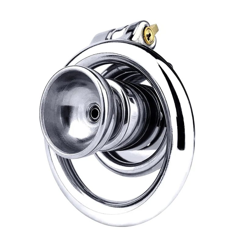 Metal Inverted Chastity Cage with Small Dildo - metalchastitycage