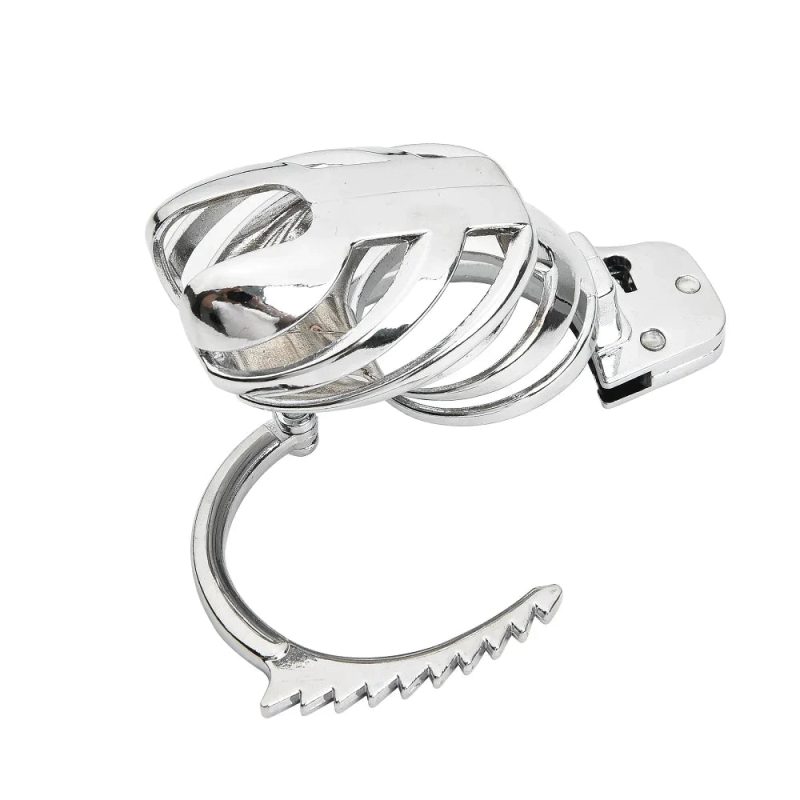 Metal Male Small Chastity Cage with Adjustable Spiked Ring Lock - metalchastitycage