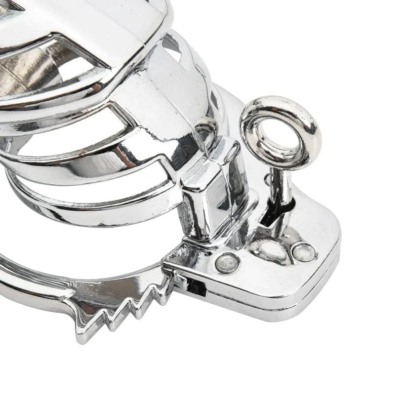 Metal Male Small Chastity Cage with Adjustable Spiked Ring Lock - metalchastitycage