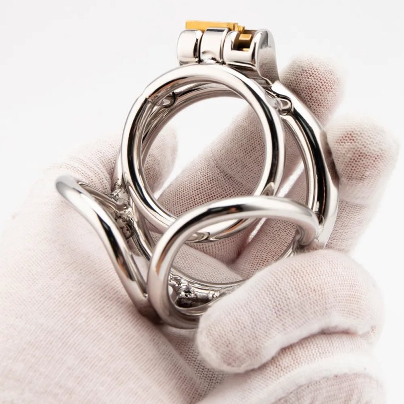 Stainless Steel Small Flat Balls Chastity Cage Testicle Restraints Cock Ring Cage - metalchastitycage