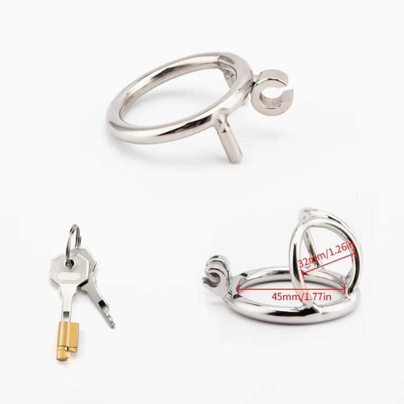 Stainless Steel Small Flat Balls Chastity Cage Testicle Restraints Cock Ring Cage - metalchastitycage