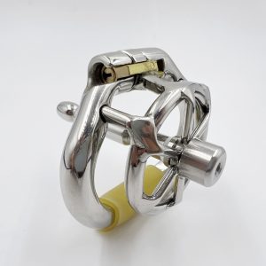 Small Flat Chastity Cage Stainless Steel Male Chastity Device with Detachable Accessories - metalchastitycage