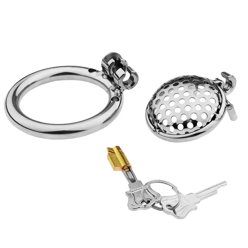 Male Metal Chastity cage Flat Breathable Round Hole Chastity Device Sissy Sex Toys BDSM - metalchastitycage