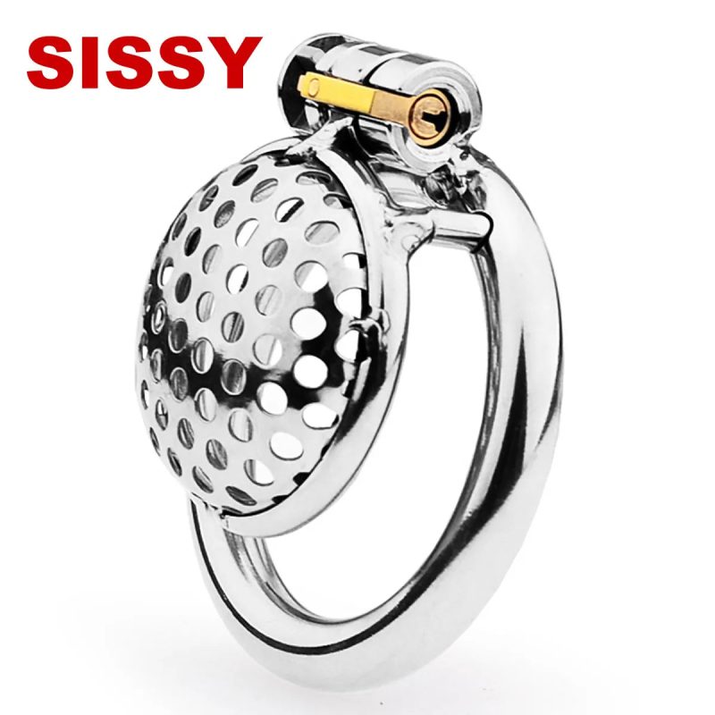 Male Metal Chastity cage Flat Breathable Round Hole Chastity Device Sissy Sex Toys BDSM - metalchastitycage