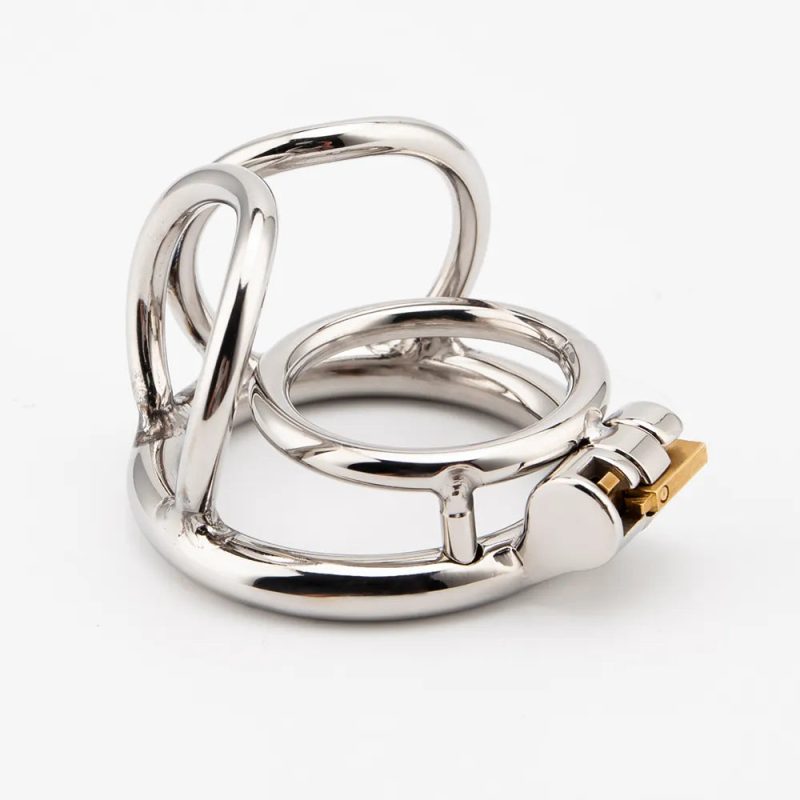 Stainless Steel Small Flat Balls Chastity Cage Testicle Restraints Cock Ring Cage - metalchastitycage