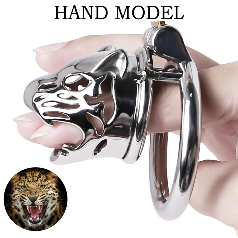 Leopard Metal Chastity Cage For Men Hand Polished 316 Stainless Steel Cock Cage - metalchastitycage