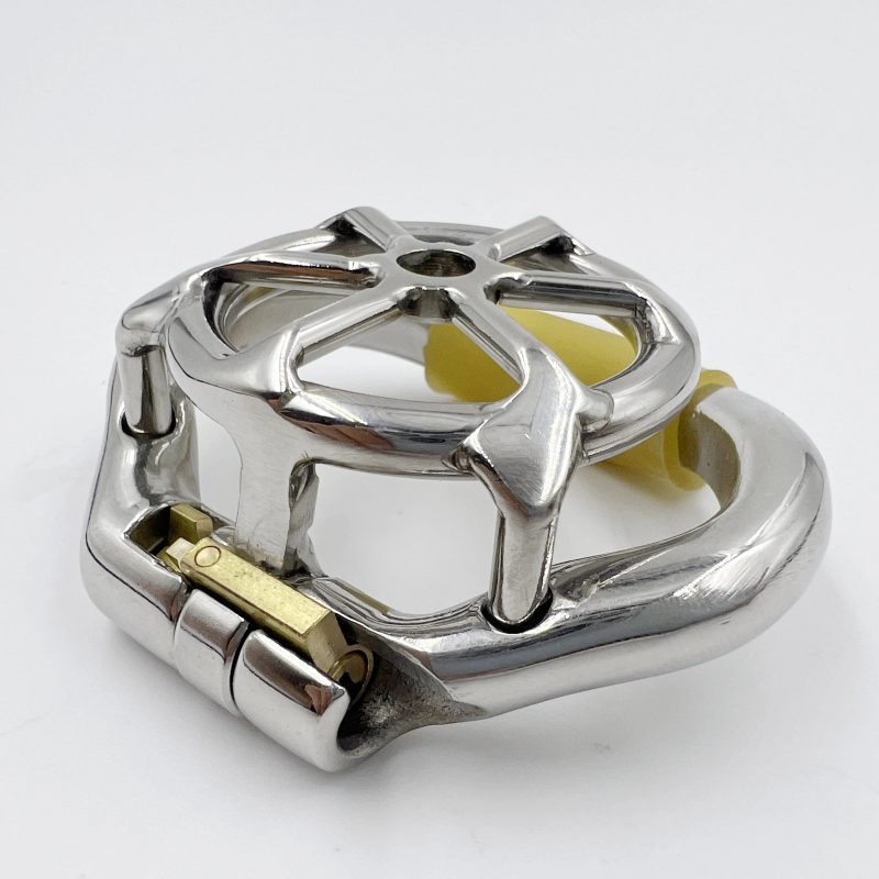 Small Flat Chastity Cage Stainless Steel Male Chastity Device with Detachable Accessories - metalchastitycage