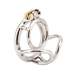 Stainless Steel Small Flat Balls Chastity Cage Testicle Restraints Cock Ring Cage - metalchastitycage