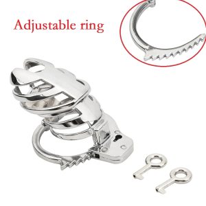 Metal Male Small Chastity Cage with Adjustable Spiked Ring Lock - metalchastitycage