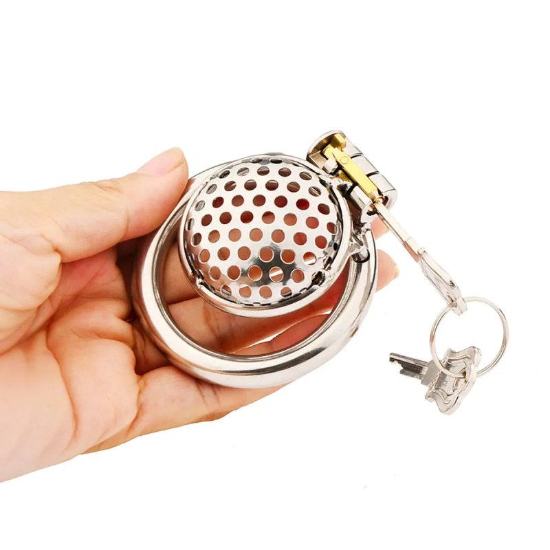 Male Metal Chastity cage Flat Breathable Round Hole Chastity Device Sissy Sex Toys BDSM - metalchastitycage