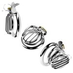 Stainless Steel Flat Chastity Cage Set Small Metal Cock Cage For Men - 3 Sizes - metalchastitycage