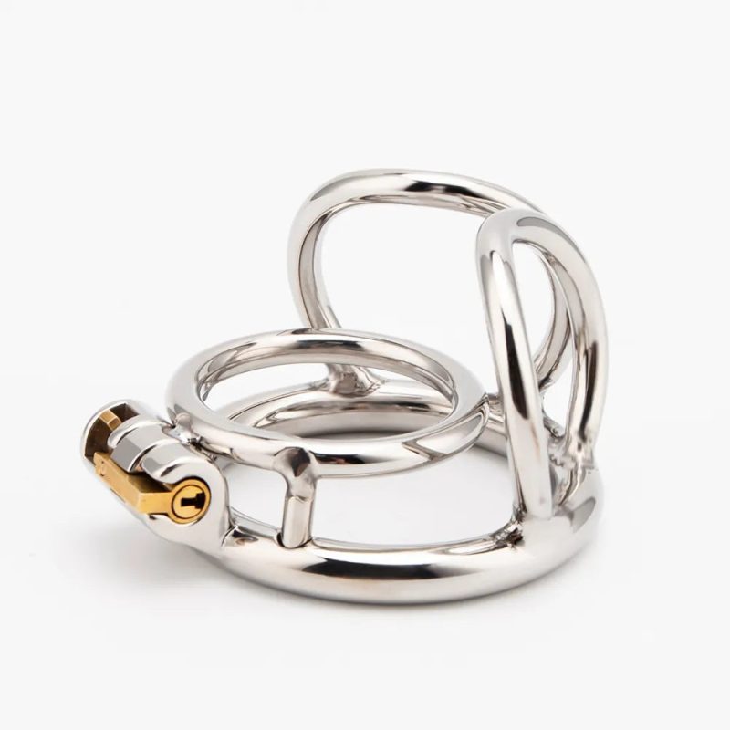 Stainless Steel Small Flat Balls Chastity Cage Testicle Restraints Cock Ring Cage - metalchastitycage