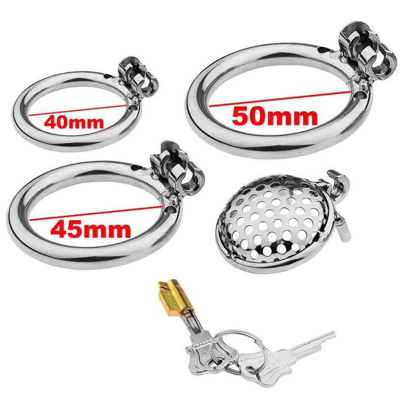 Male Metal Chastity cage Flat Breathable Round Hole Chastity Device Sissy Sex Toys BDSM - metalchastitycage