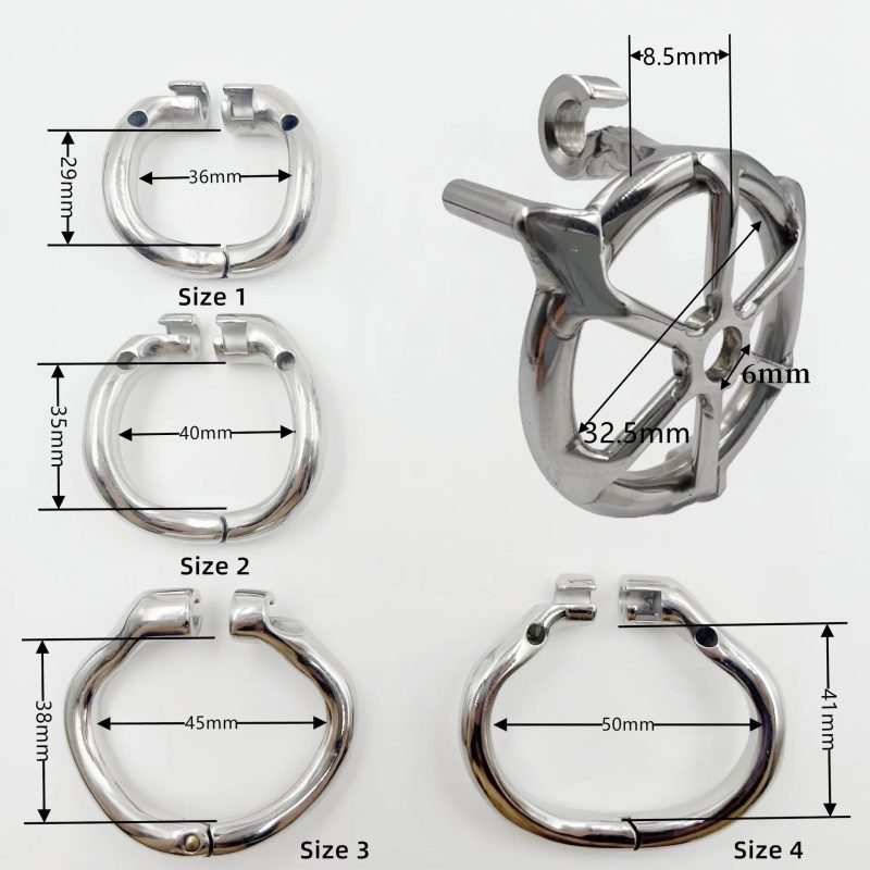 Small Flat Chastity Cage Stainless Steel Male Chastity Device with Detachable Accessories - metalchastitycage