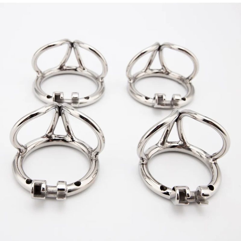 Stainless Steel Small Flat Balls Chastity Cage Testicle Restraints Cock Ring Cage - metalchastitycage