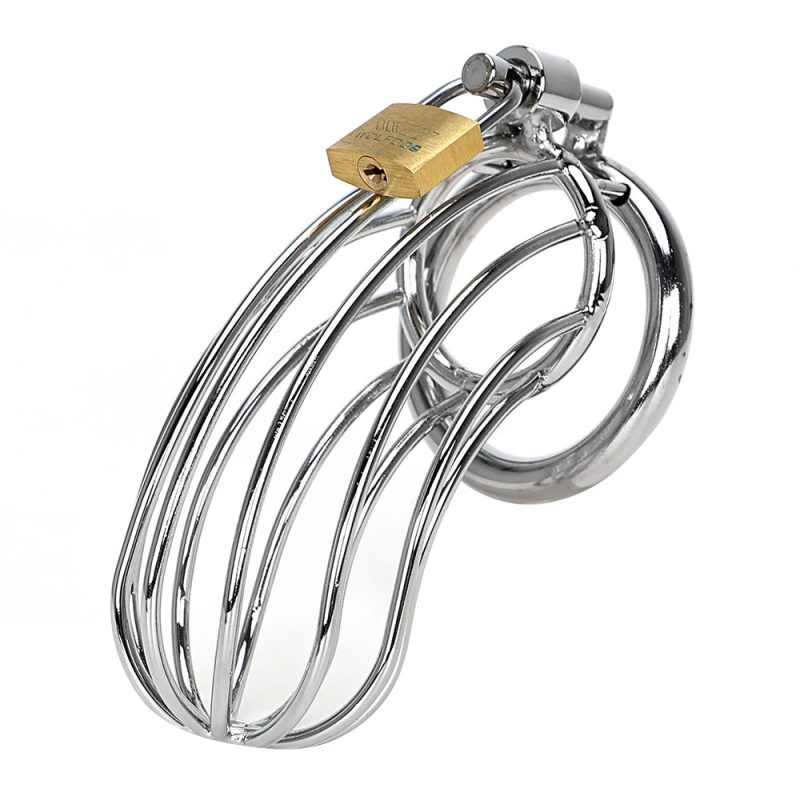 Metal Chastity Cage For Men Breathable Penis Sleeve with Lock - metalchastitycage