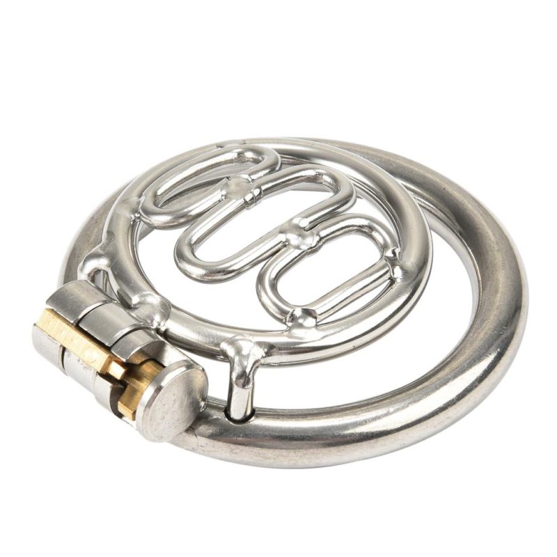 Stainless Steel Mini Flat Penis Cage - Secure Metal Chastity Device with Lock - metalchastitycage