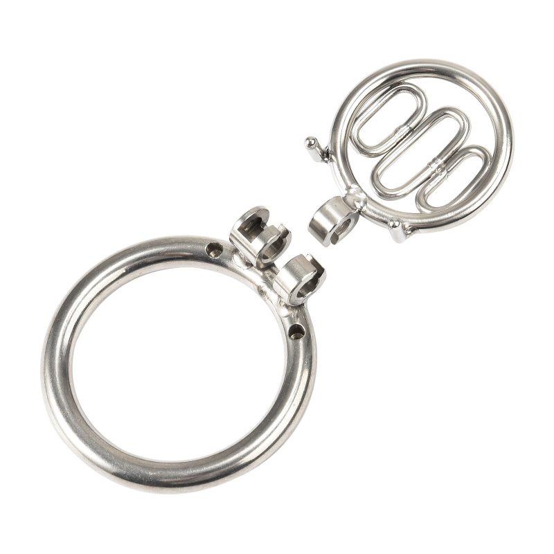 Stainless Steel Mini Flat Penis Cage - Secure Metal Chastity Device with Lock - metalchastitycage