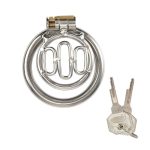 Stainless Steel Mini Flat Penis Cage - Secure Metal Chastity Device with Lock - metalchastitycage