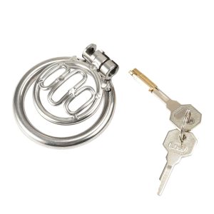 Stainless Steel Mini Flat Penis Cage - Secure Metal Chastity Device with Lock - metalchastitycage