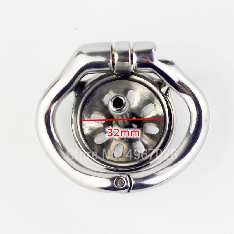 Compact Stainless Steel Male Flat Metal Chastity Cage with Catheter - metalchastitycage